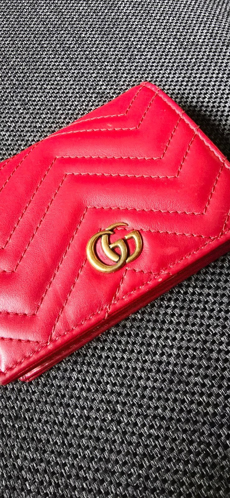 Gucci Marmont Portemonnee Rood, Ophalen, Zo goed als nieuw, Rood, Leer