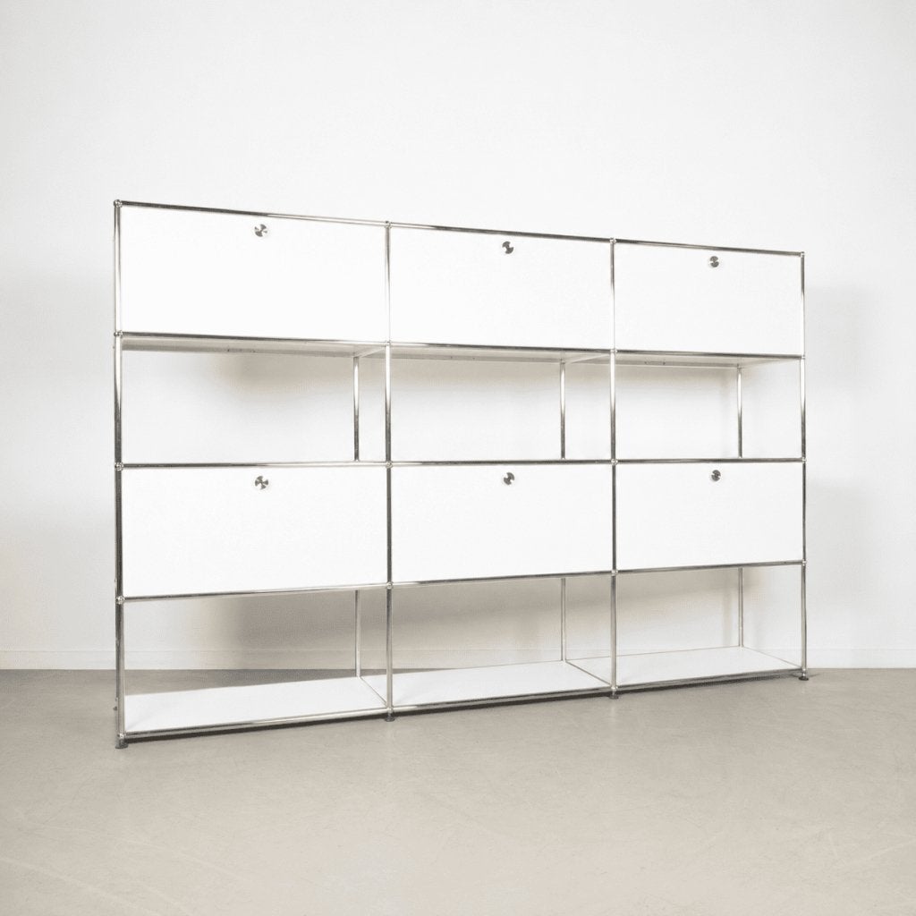 USM Haller Modulaire Kast Wit Gepoedercoat Staal – Chroom, Huis en Inrichting, Niet ingevuld, 100 tot 150 cm, Niet ingevuld, Zo goed als nieuw