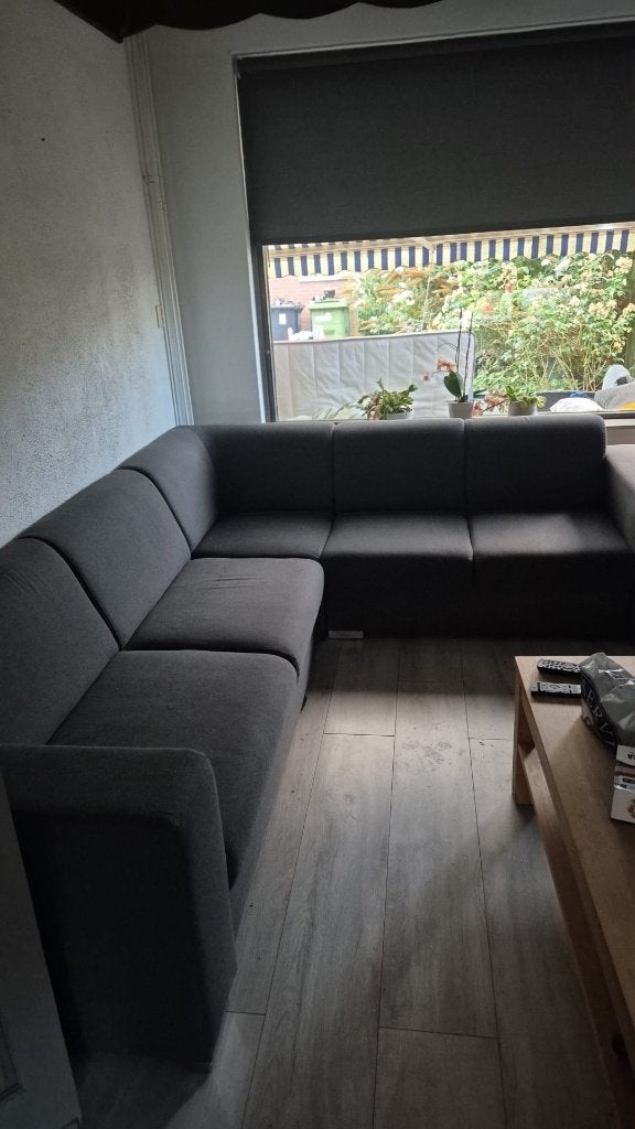 Hoekbank, Huis en Inrichting, Banken | Bankstellen, Gebruikt, Hoekbank, Vierpersoons of meer, 250 tot 300 cm, Stof, Ophalen