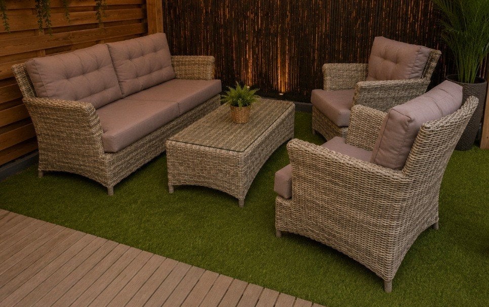 Prachtige Pure Collection Tuinset - Zo goed als nieuw, 5 zitplaatsen, Ophalen of Verzenden, Wicker, Tuinset