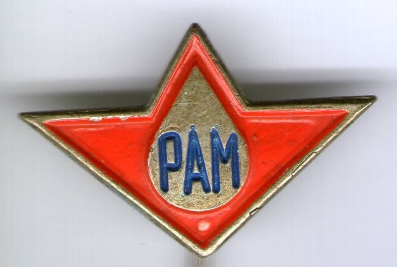 PAM rood op zilverkl brandstof speldje ( M_162), Verzenden, Nieuw, Transport, Speldje of Pin