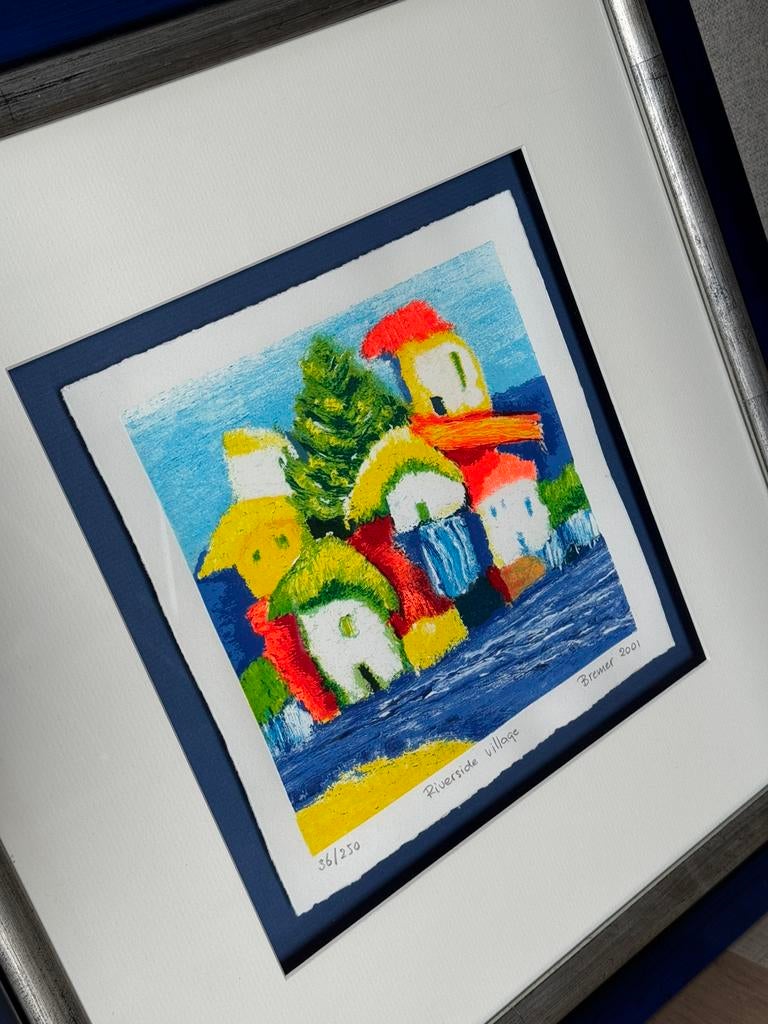 Bremer zeefdruk Riverside village origineel oplage 36/250, Antiek en Kunst, Kunst | Litho's en Zeefdrukken, Ophalen