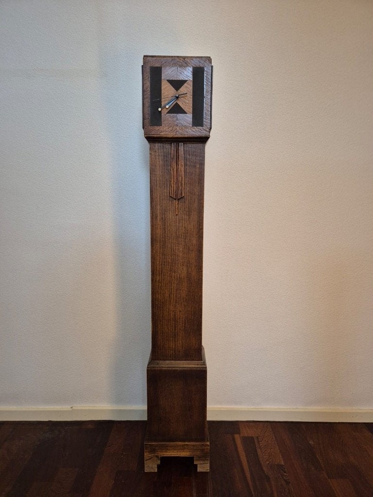 Prachtige Amsterdamse School staande klok Ben-Ess (Art Deco), Ophalen