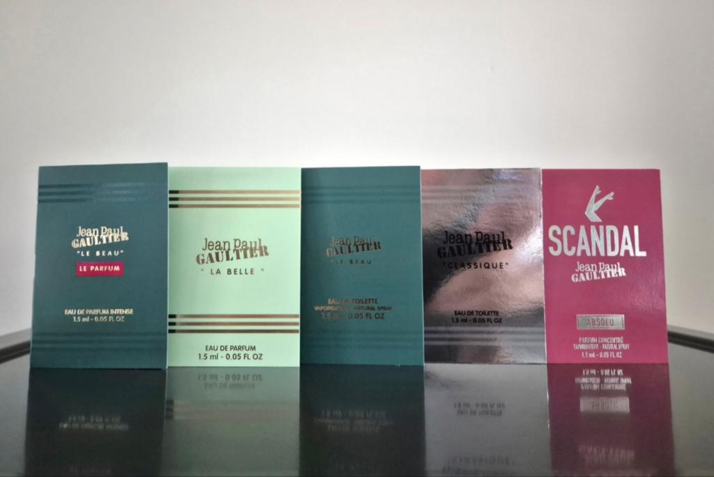 Jean Paul Gaultier set 5x verschillende testers, Verzamelen, Ophalen of Verzenden, Zo goed als nieuw, Proef of Tester, Gevuld