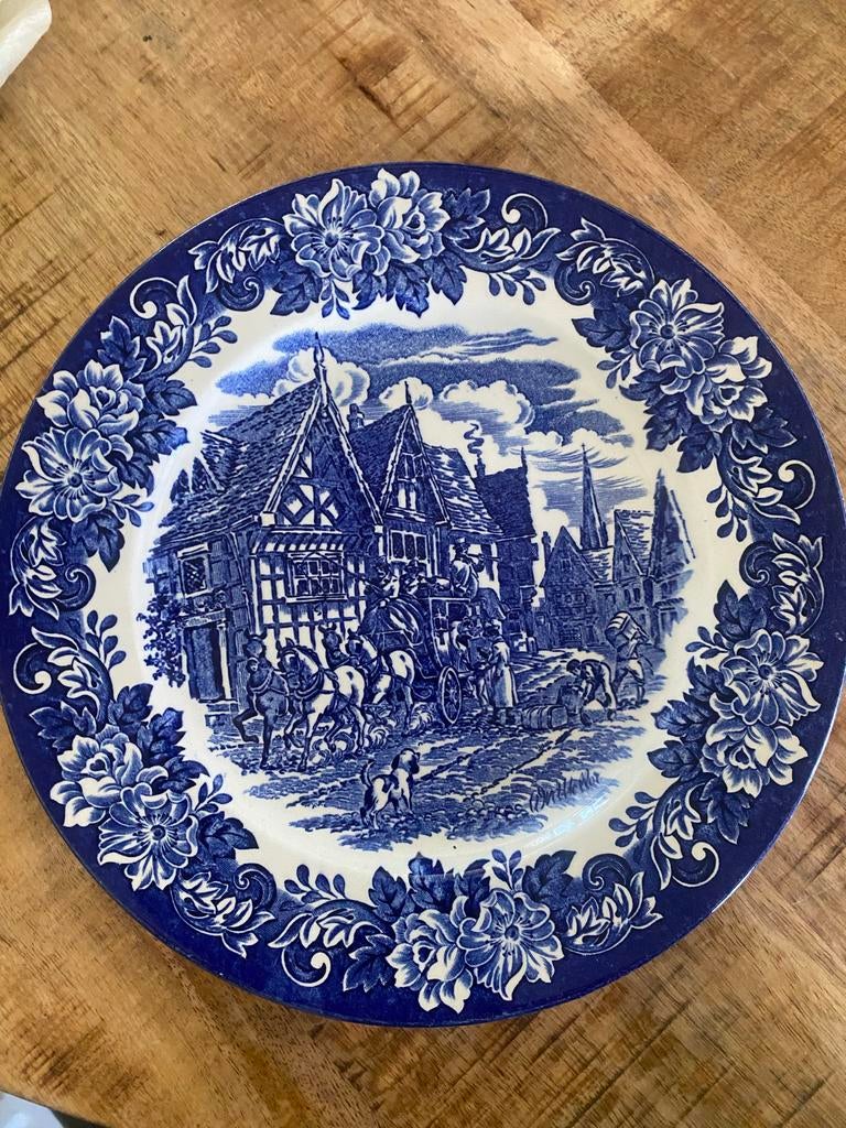 3 Staffordshire Borden - Blauw en Wit Tafelservies, Antiek en Kunst, Antiek | Wandborden en Tegels, Ophalen of Verzenden