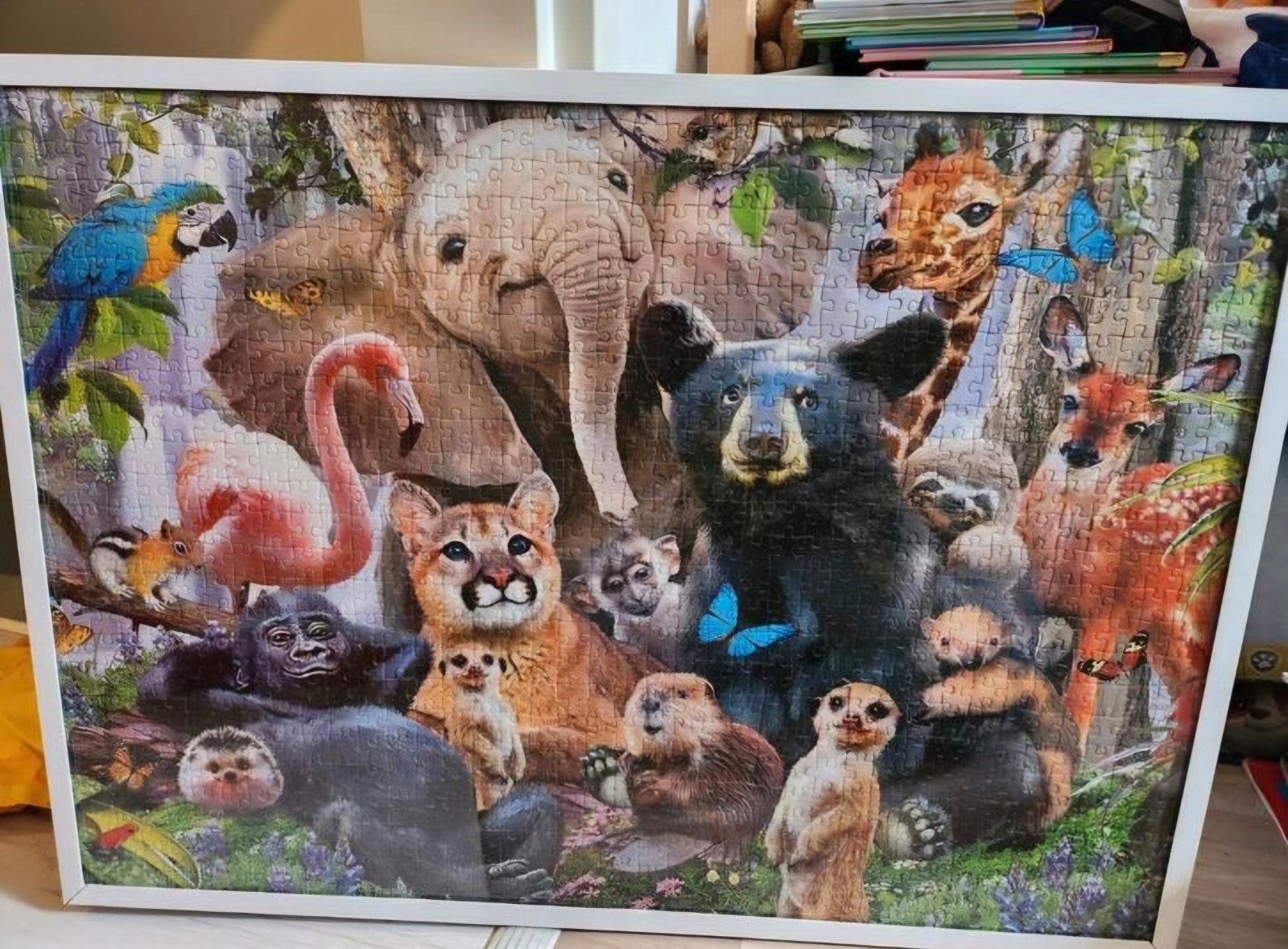 jungel puzzel geplakt met lijst 70x50cm, Ophalen, Wanddecoratie