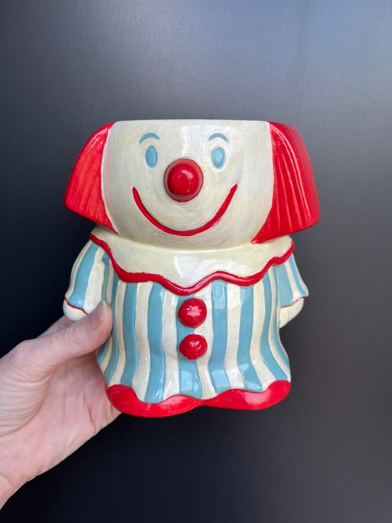 Clown bloempot, Ophalen of Verzenden, Gebruikt, Meerkleurig, Steen/keramiek