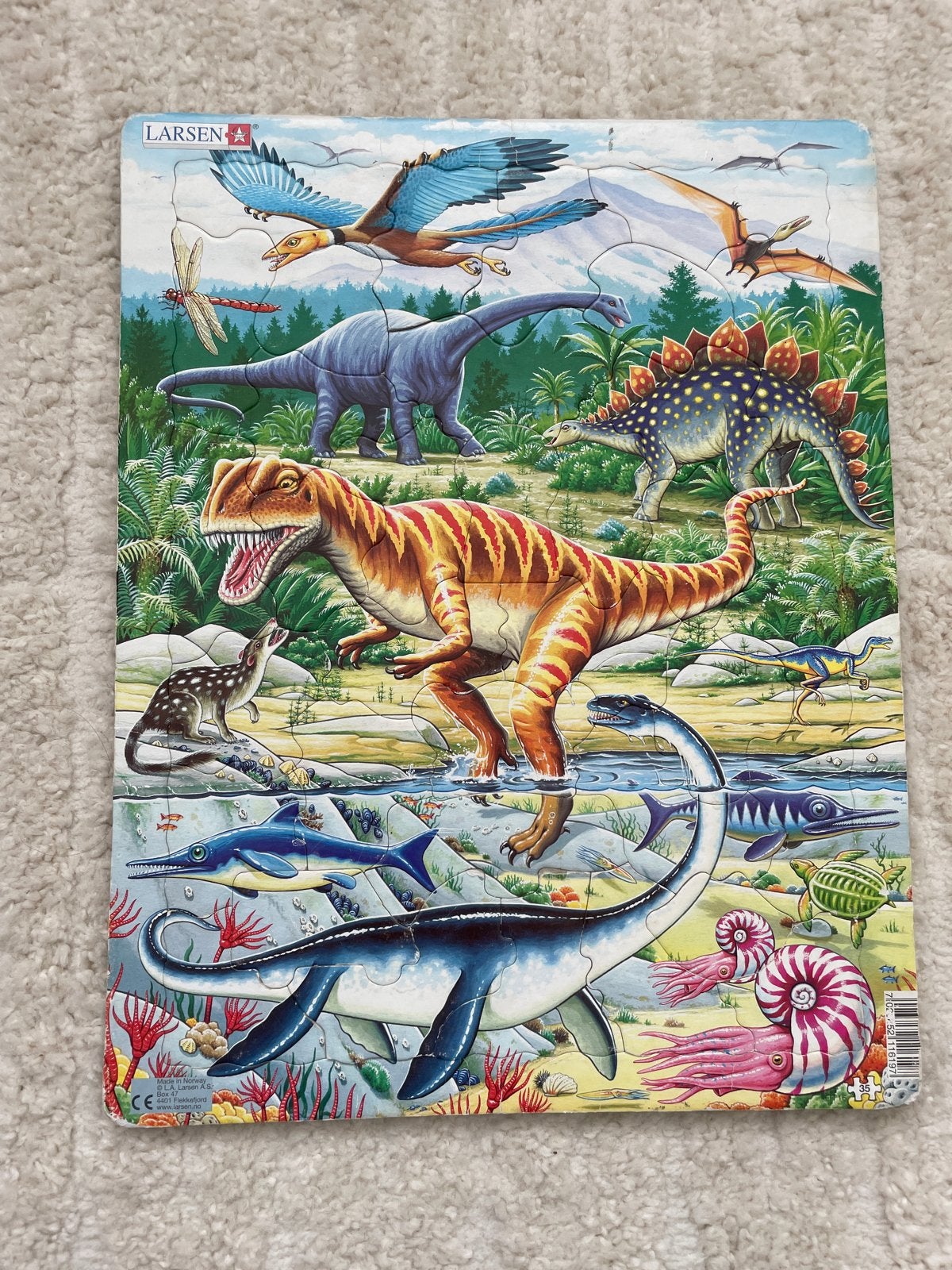 Larsen Dinosaurus Puzzel - Educatief en Leuk, Ophalen of Verzenden, 10 tot 50 stukjes, Zo goed als nieuw, 4 tot 6 jaar