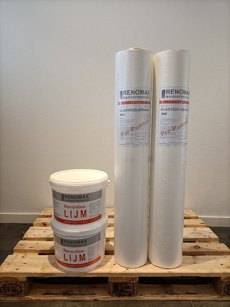 200grams Glasvezel behang 100m2 met lijm, Ophalen, 75 m² of meer, Wit