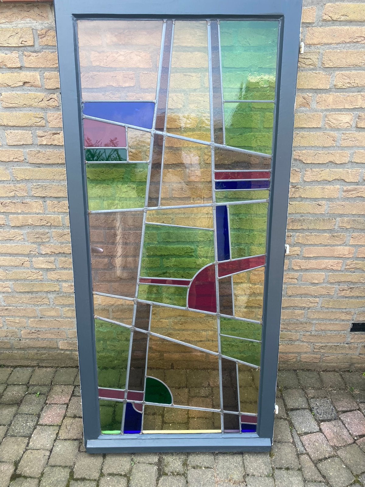 Glas in lood raam - zeer goede staat - 75 x 159cm, Ophalen, Gevelraam of Ruit, Gebruikt, Minder dan 80 cm