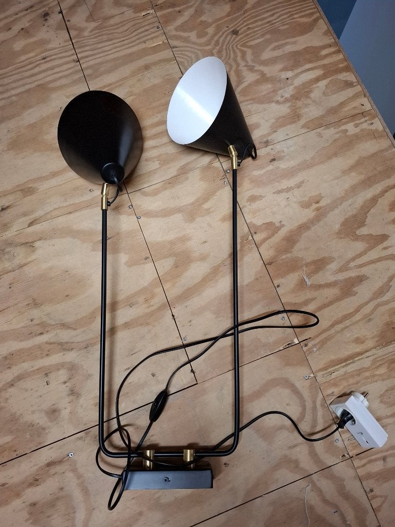 Club wandlamp dubbele arm, Huis en Inrichting, Lampen | Wandlampen, Ophalen, Zwart, Zo goed als nieuw, Metaal