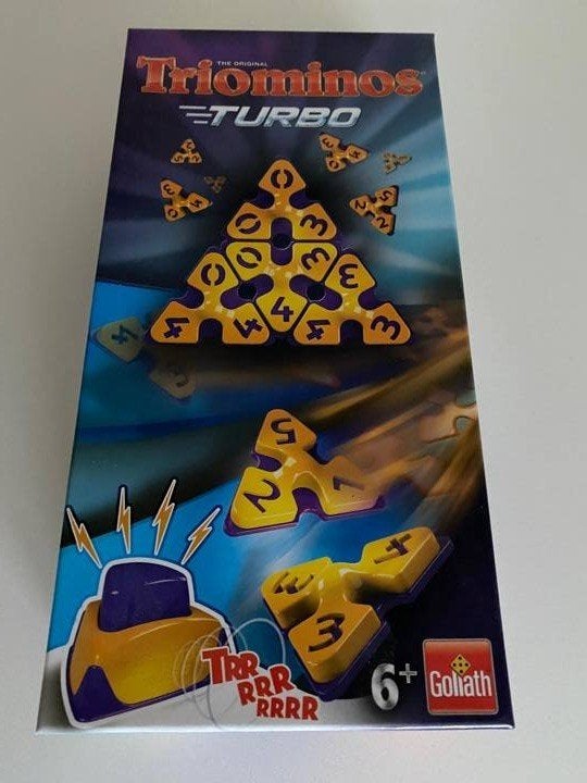 Triominos Turbo - Goliath snel driehoekendominospel 6+, Ophalen of Verzenden, Zo goed als nieuw