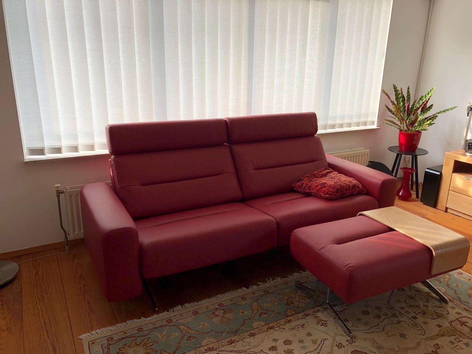 Stressless bankstel: 3-zits bank, stoel en hocker, Ophalen, Driepersoons, Zo goed als nieuw, Rechte bank