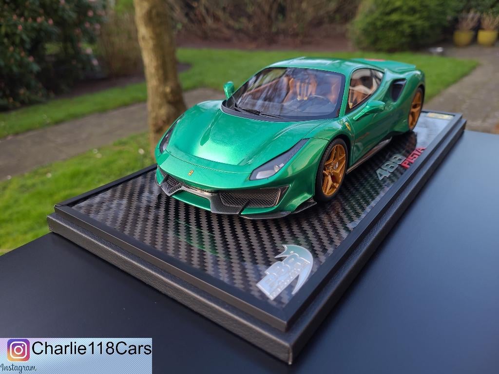 BBR 1/18 Ferrari 488 Pista – Gloss Green, Hobby en Vrije tijd, Modelauto's | 1:18, Ophalen of Verzenden, Nieuw, Overige merken