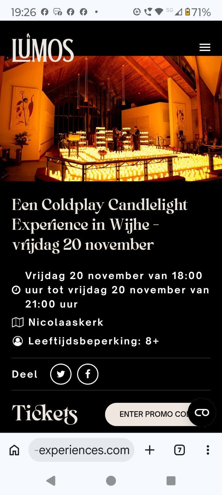 Lumos experience, Tickets en Kaartjes, Twee personen, November