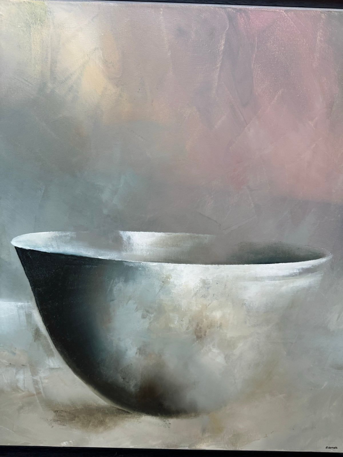 Modern stilleven: Elegante schaal op doek, Realistisch, Stilleven, Gesigneerd, Olieverf