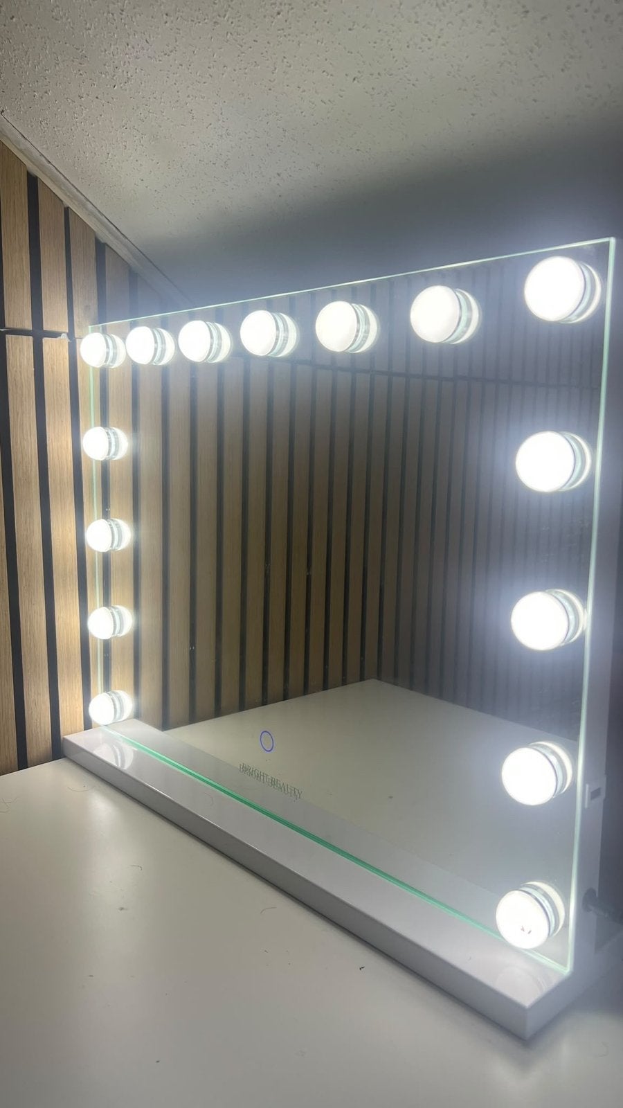 Dimbaar make-up spiegel met verlichting, Ophalen of Verzenden, Zo goed als nieuw, Rechthoekig, 75 tot 100 cm