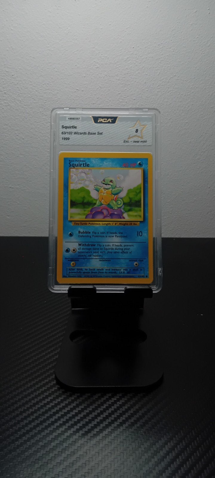 Pokemon PCA 8 Squirtle 63/102 wizard set 1999, Ophalen of Verzenden, Zo goed als nieuw, Sleeves of Kaarthoesjes