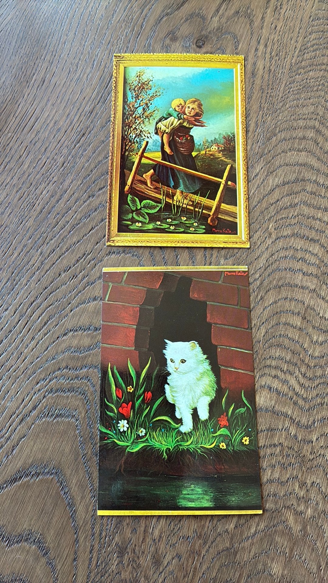 7 kaarten. O.a. Vrouw met hond, poes,meisje met vogel,skien, Ophalen of Verzenden, Ongelopen