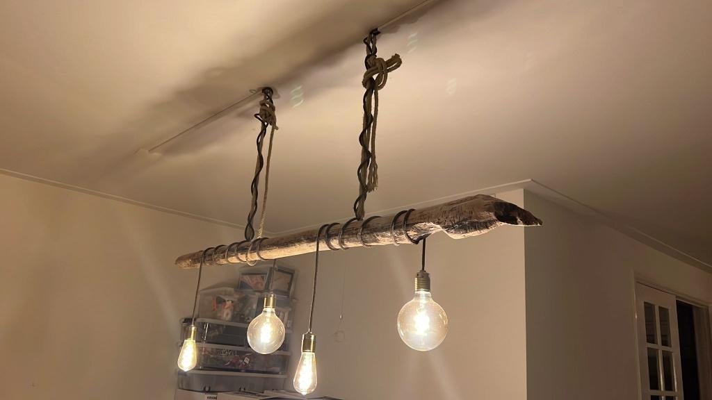 Drijfhout hanglamp, Ophalen of Verzenden, Zo goed als nieuw, Hout, Minder dan 50 cm