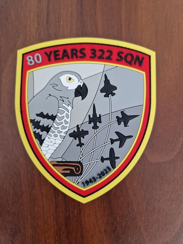 F-35 322 Squadron 2023 80 years PVC patch badge klu rnlaf, Verzenden, Luchtmacht, Nederland, Embleem of Badge