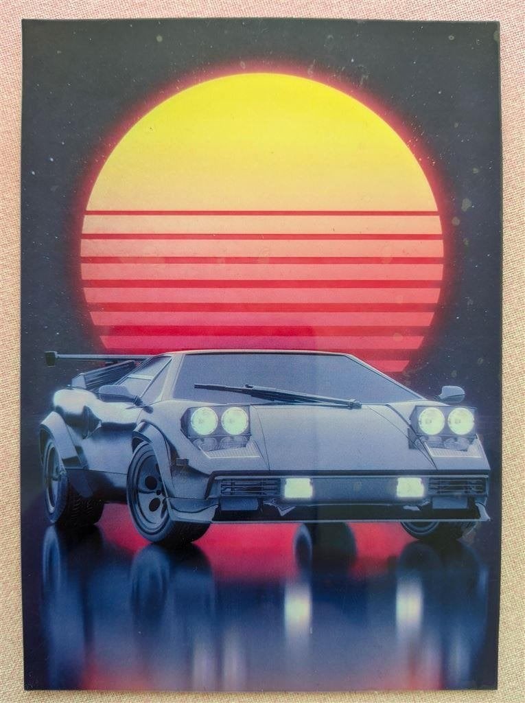 grote OUTRUN SYNTHWAVE SUN AUTO Vinyl Sticker #1, Verzenden, Gebruikt, Bedrijf of Vereniging