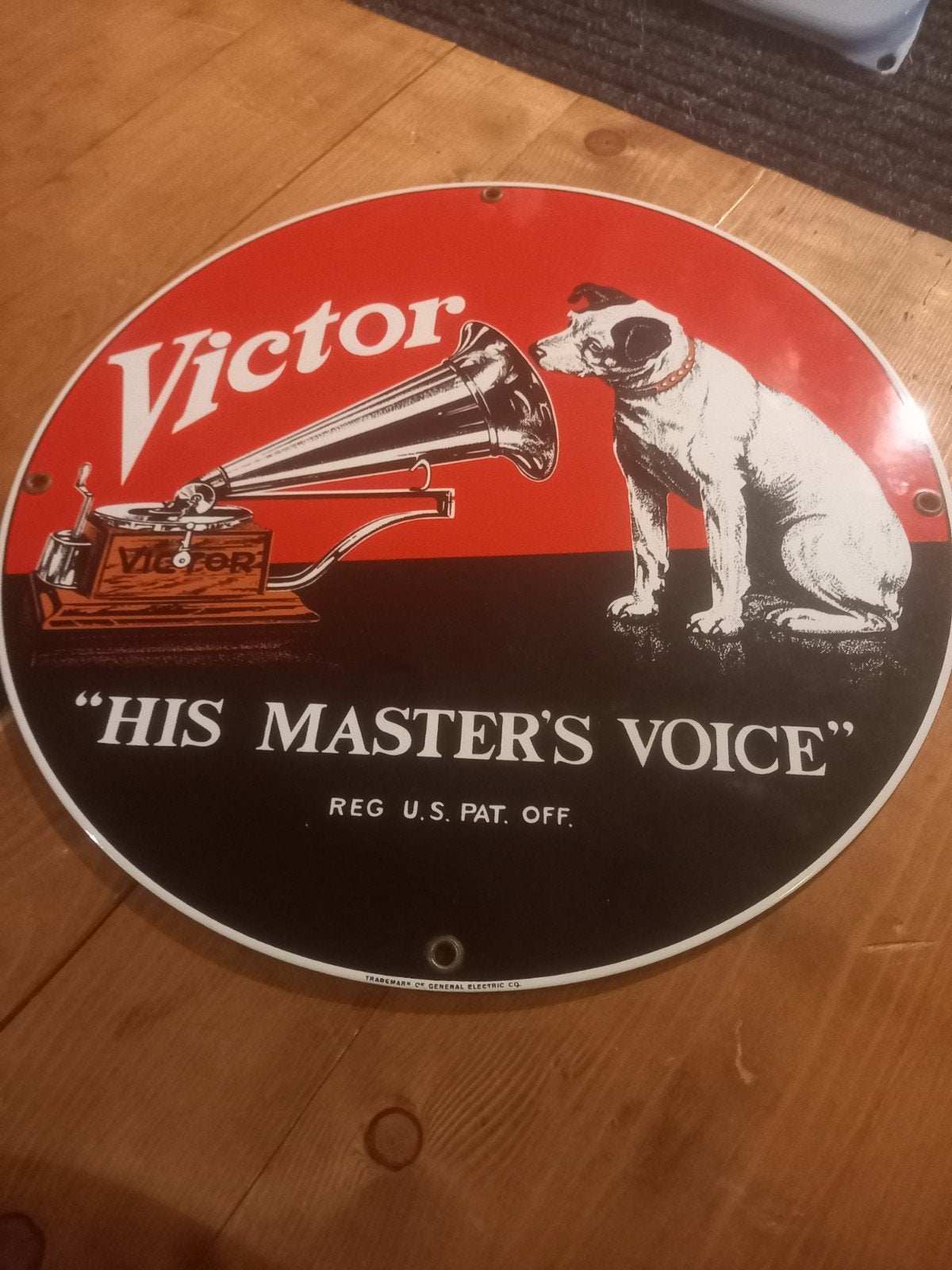 Vintage Victor "His Master's Voice" Emaille Bord, Antiek en Kunst, Ophalen of Verzenden