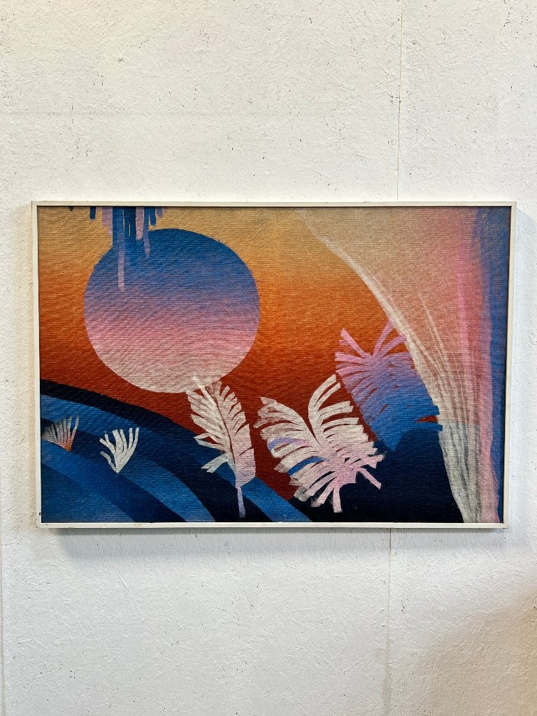 Schilderij, Ondergaande Zon, Geschilderd Op Jutte, 1980's, Ophalen, Gebruikt, Onbekend, 125 cm of meer
