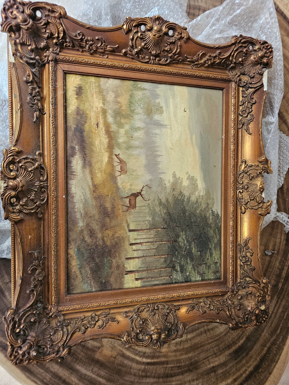 Olieverfschilderij Reint Withaar - Herten in het bos, Ophalen of Verzenden