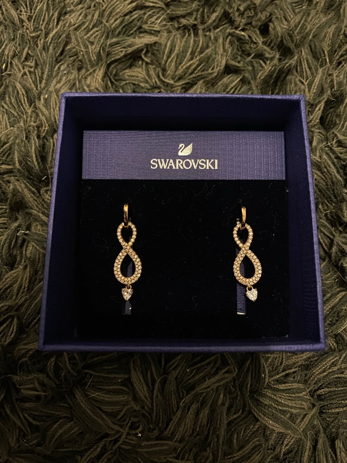 Swarovski Infinity Oorbellen Goudkleurig met Kristallen, Met kristal, Overige materialen, Hangers, Verzenden