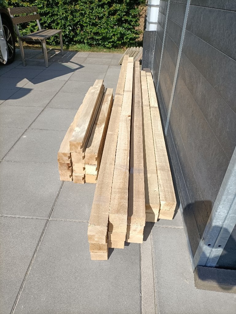 AANBIEDING hout balken 18 stuks voor kippenhok ed., Ophalen, Zo goed als nieuw, 250 cm of meer, Balken
