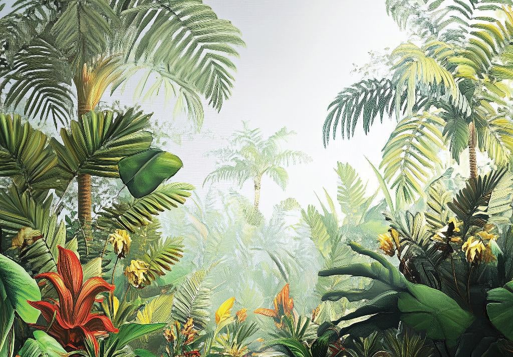 Botanisch fotobehang Into the Palm, Jungle behang, op maat!, Verzenden