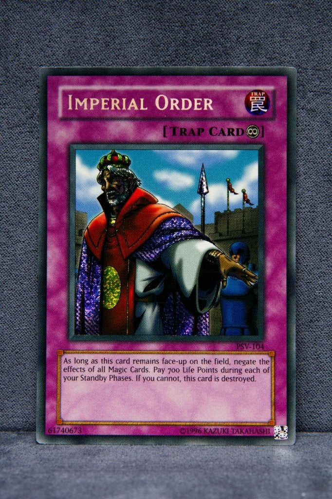 Yu-Gi-Oh! Imperial Order PSV-104 Secret Rare NM, Ophalen of Verzenden, Zo goed als nieuw, Losse kaart, Foil