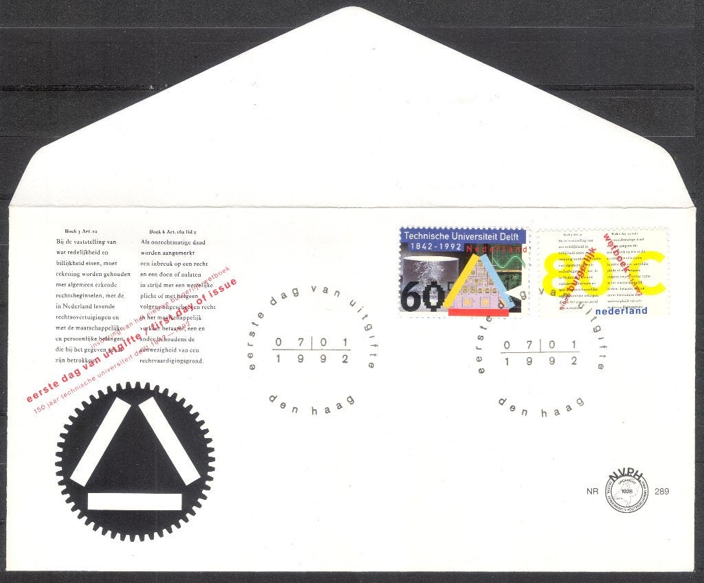 E289 - Technische Universiteit Delft / Burgerlijk Wetboek, Postzegels en Munten, Verzenden, Onbeschreven, Nederland