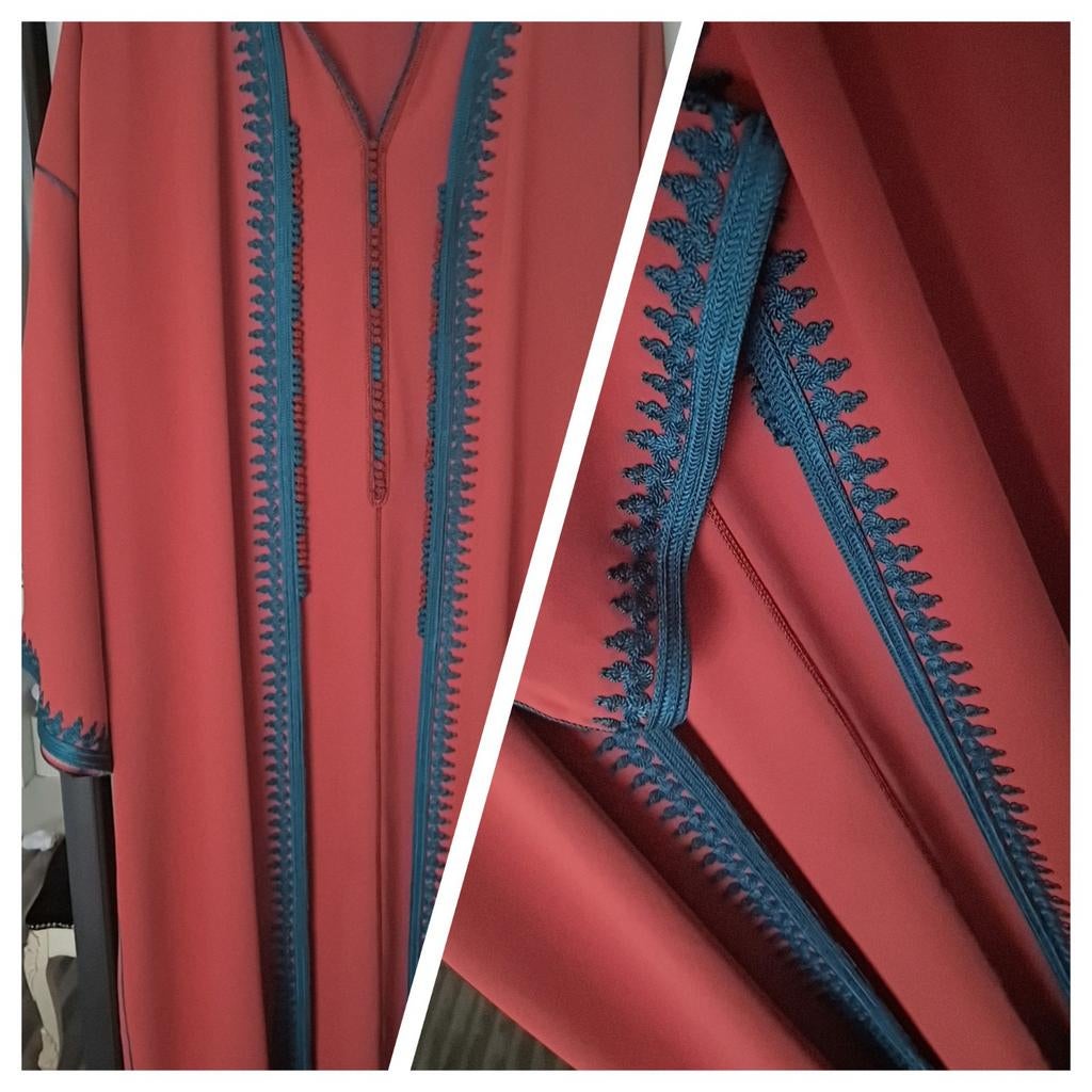 Nieuwe tweedelig jellaba met borduursel - Maat L/XL, Ophalen of Verzenden, Nieuw, Maat 42/44 (L), Oranje