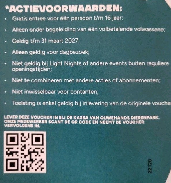 Ticket met toegang kind, tm 16 jaar! Ouwehands Dierenpark, Computers en Software, Antivirus- en Beveiligingssoftware, Ophalen of Verzenden