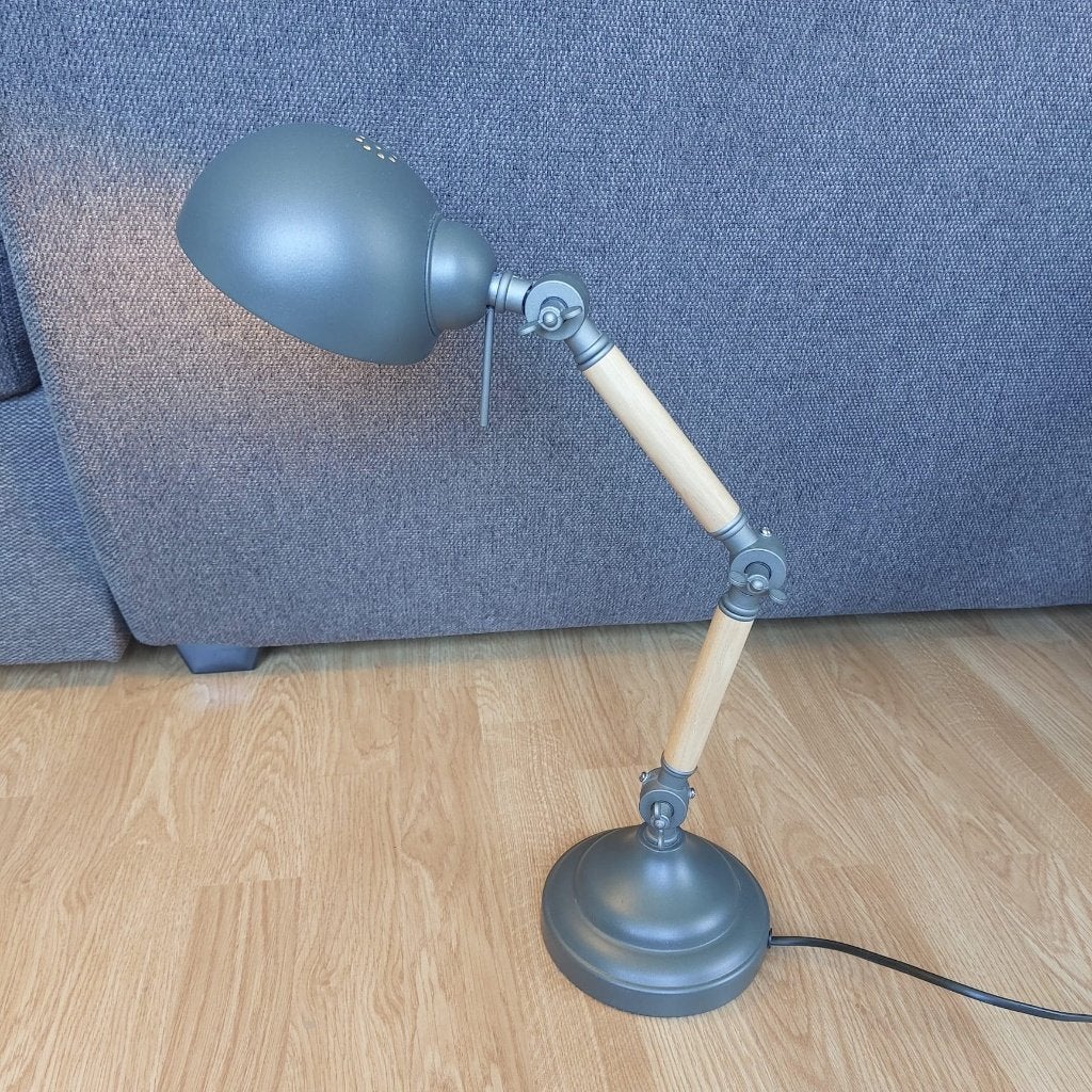 Houten bureau industriële  kniklamp, Ophalen of Verzenden, Zo goed als nieuw