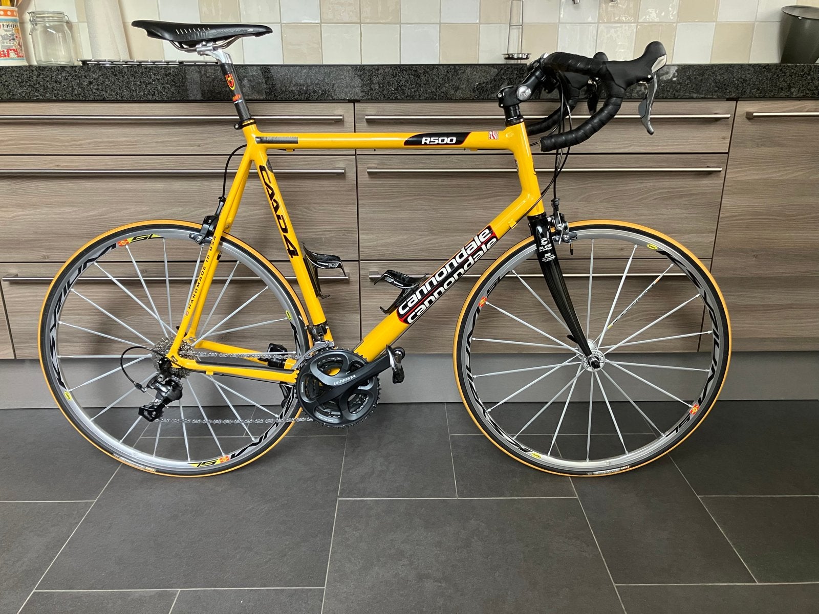 Hele mooie Cannondale R500 racefiets - Geel, Shimano Ultegra, 28 inch, Gebruikt, Aluminium, 61 tot 65 cm