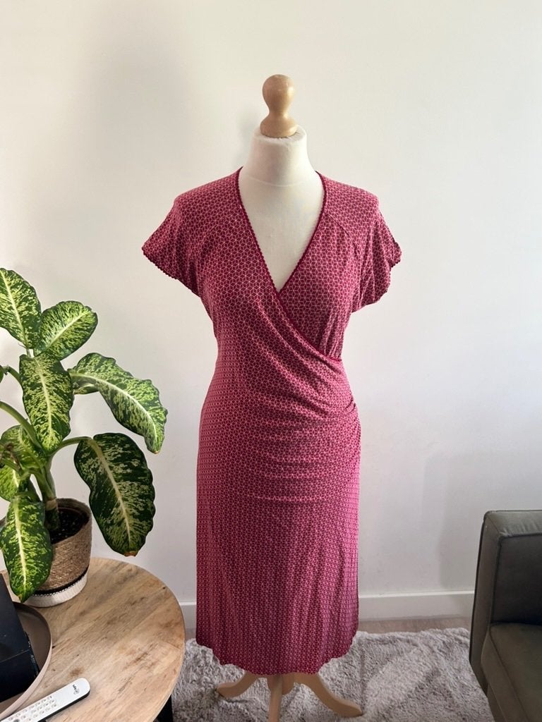 King Louie maat XL roze rode retro crossdress 3493, Maat 46/48 (XL) of groter, Ophalen of Verzenden, Zo goed als nieuw, Knielengte