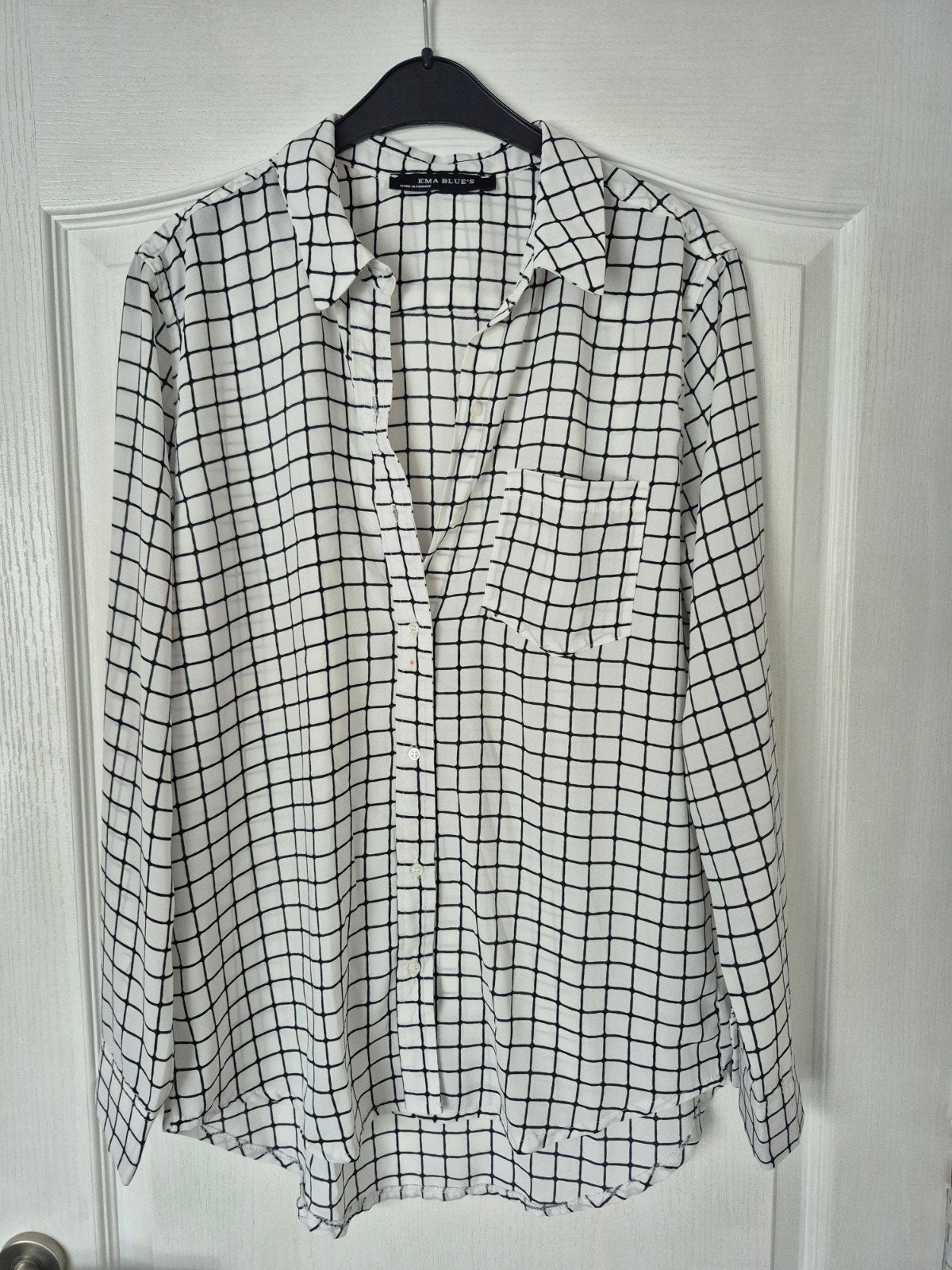 geruite Blouse - Zwart/Wit, Maat 38/40 (M), Zwart, Ophalen of Verzenden, Zo goed als nieuw