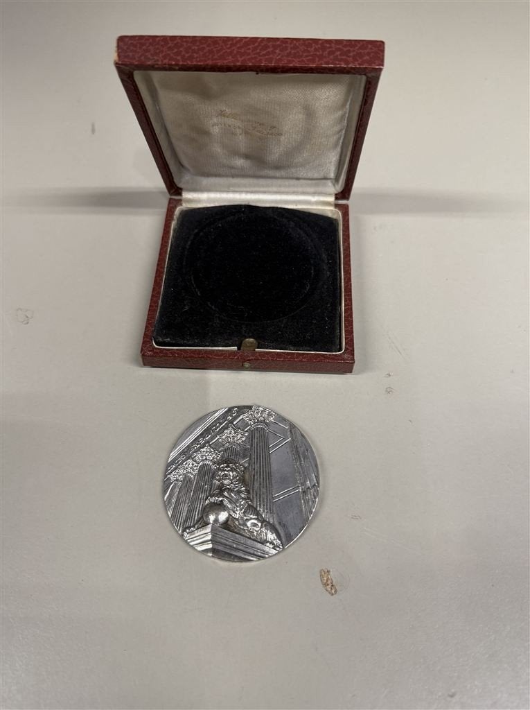 Antiek zilveren medaillon 85g Spaanse Cortes Madrid - zeldza, Ophalen of Verzenden, Zilver