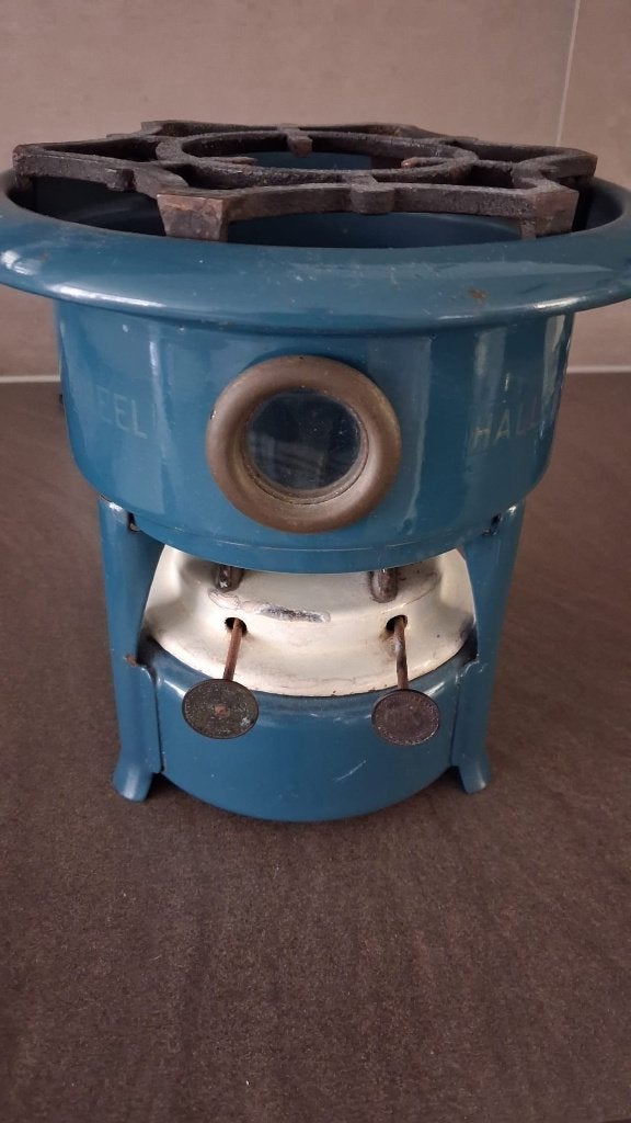 peteroleum stel 2 pits blauw met extra lont, Ophalen of Verzenden