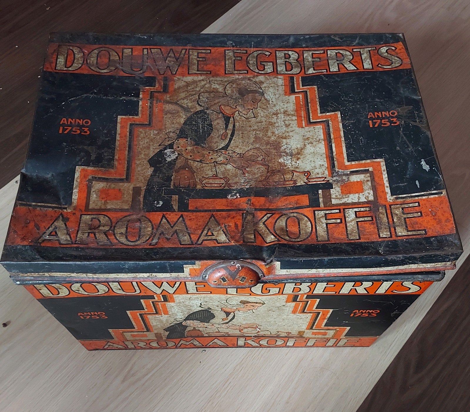 Groot winkelblik Douwe Egberts, Verzamelen, Blikken, Ophalen, Koffie, Douwe Egberts