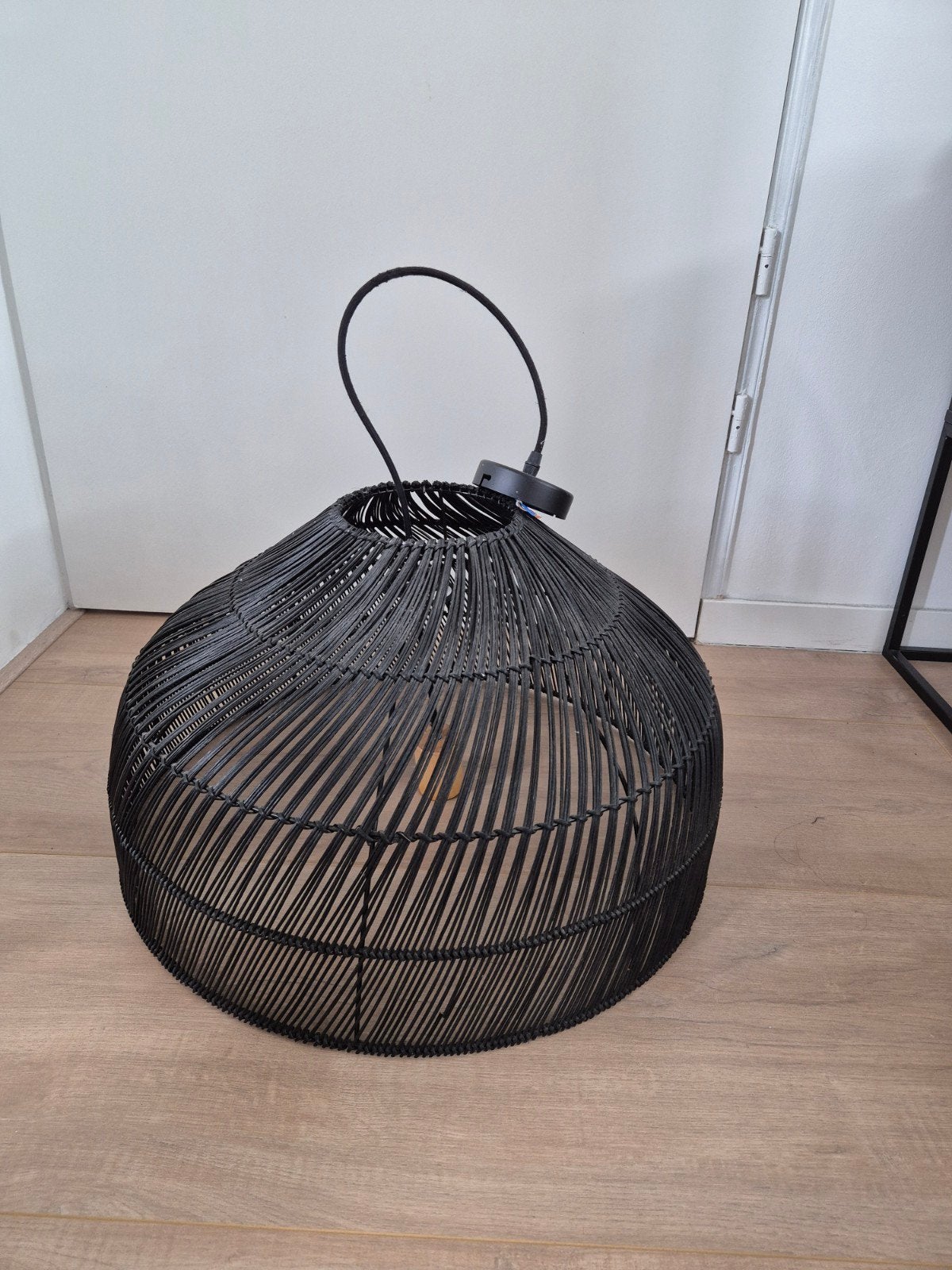 grote zwarte rotan rieten lampenkap, Zwart, Rond, Zo goed als nieuw, Ophalen