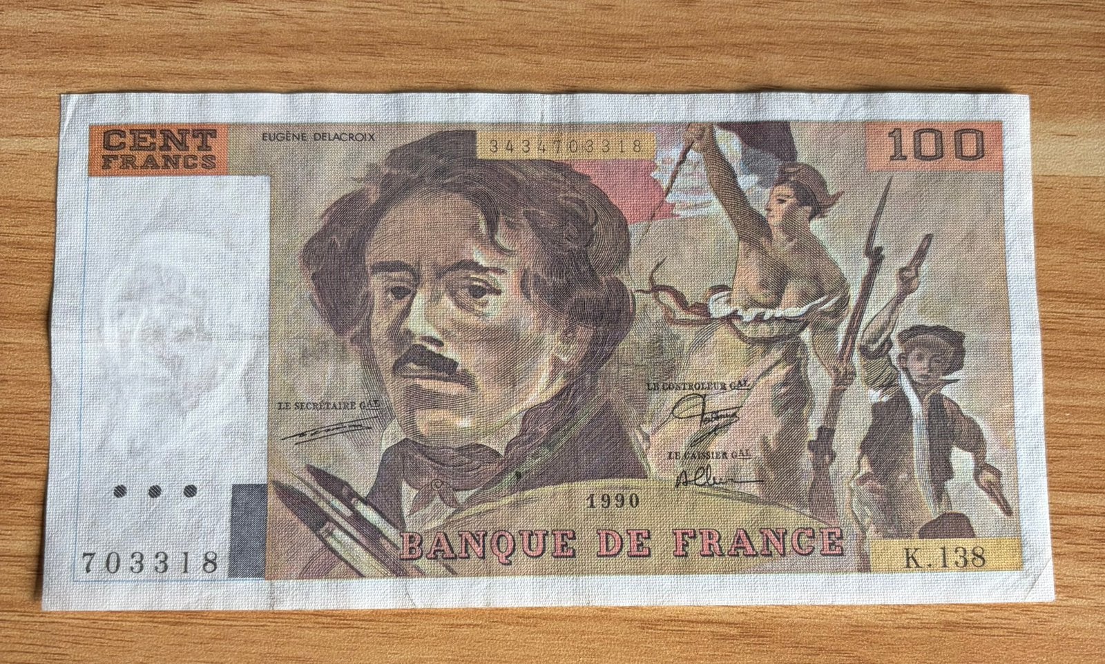 Frankrijk 100 Francs 1990, Postzegels en Munten, Bankbiljetten | Europa | Niet-Eurobiljetten, Ophalen of Verzenden, Frankrijk