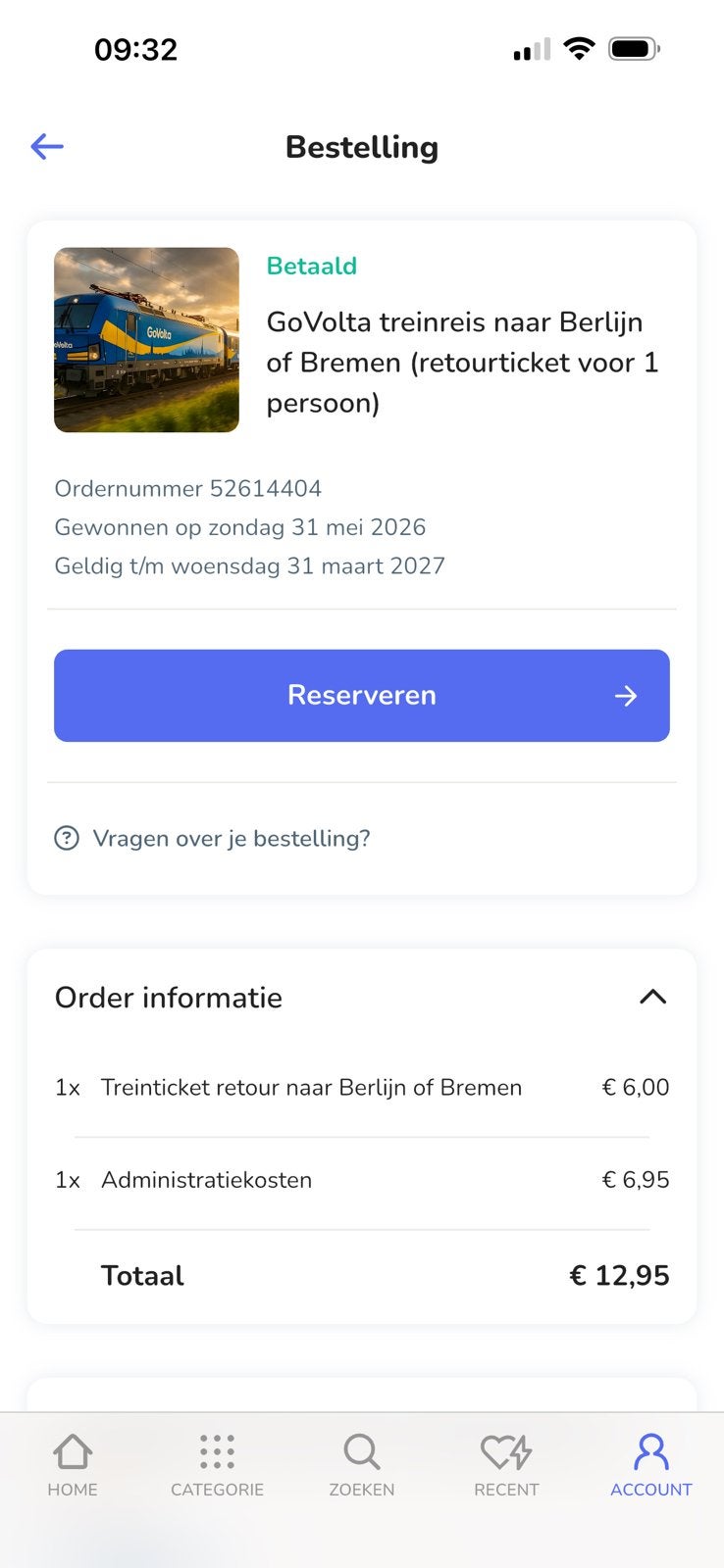 Voucher treinticket naar Berlijn, Hamburg etc., Twee personen, Overige soorten