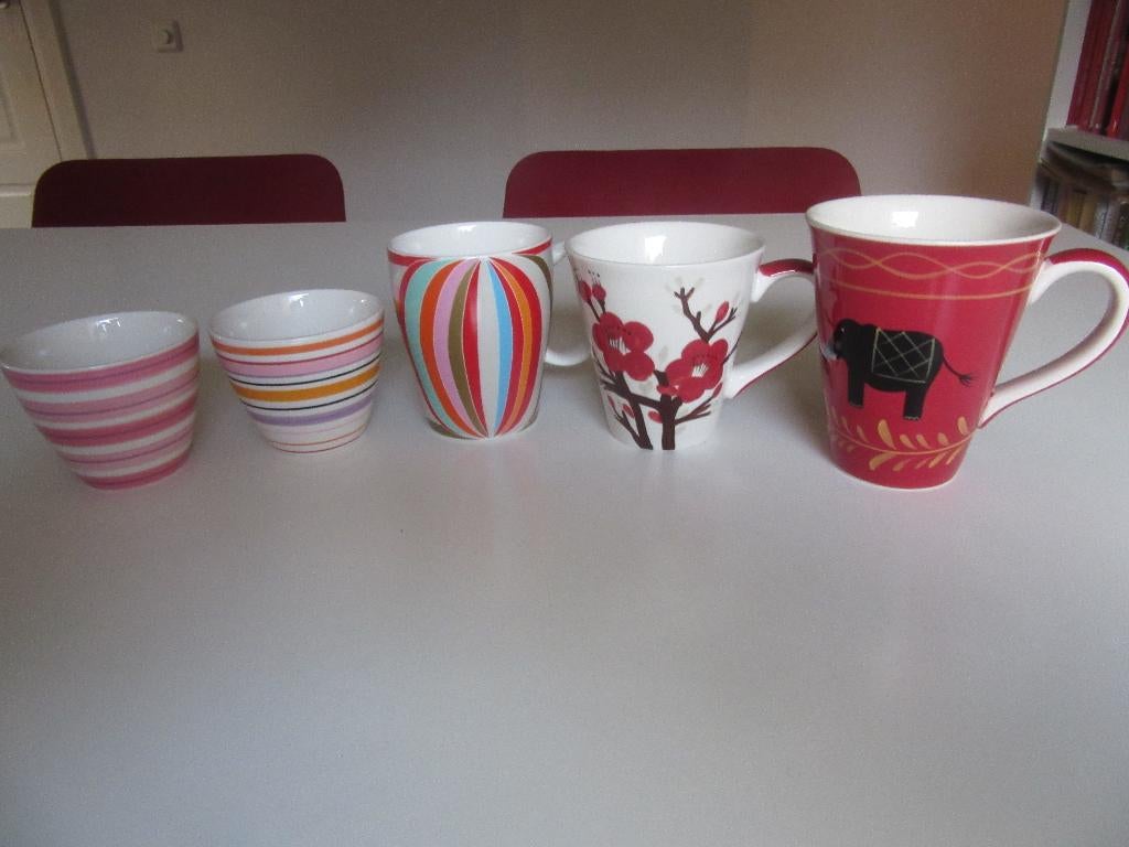 3 Design-Mokken CHA-CULT + 2 Thee-Kommetjes (Keramiek)-Nwst, Huis en Inrichting, Keuken | Servies, Keramiek, Ophalen of Verzenden
