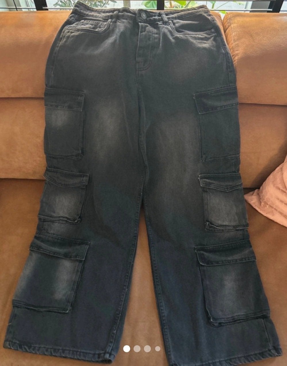 Boohoo Heren Wijde Cargobroek - Maat 48 - Zwart/Grijs, Ophalen of Verzenden, Nieuw, Maat 48/50 (M), Zwart