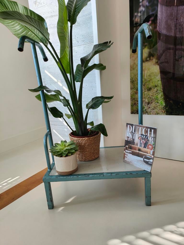 Vintage industrieel opstapje / plantentafel –mid century, Ophalen of Verzenden, Gebruikt