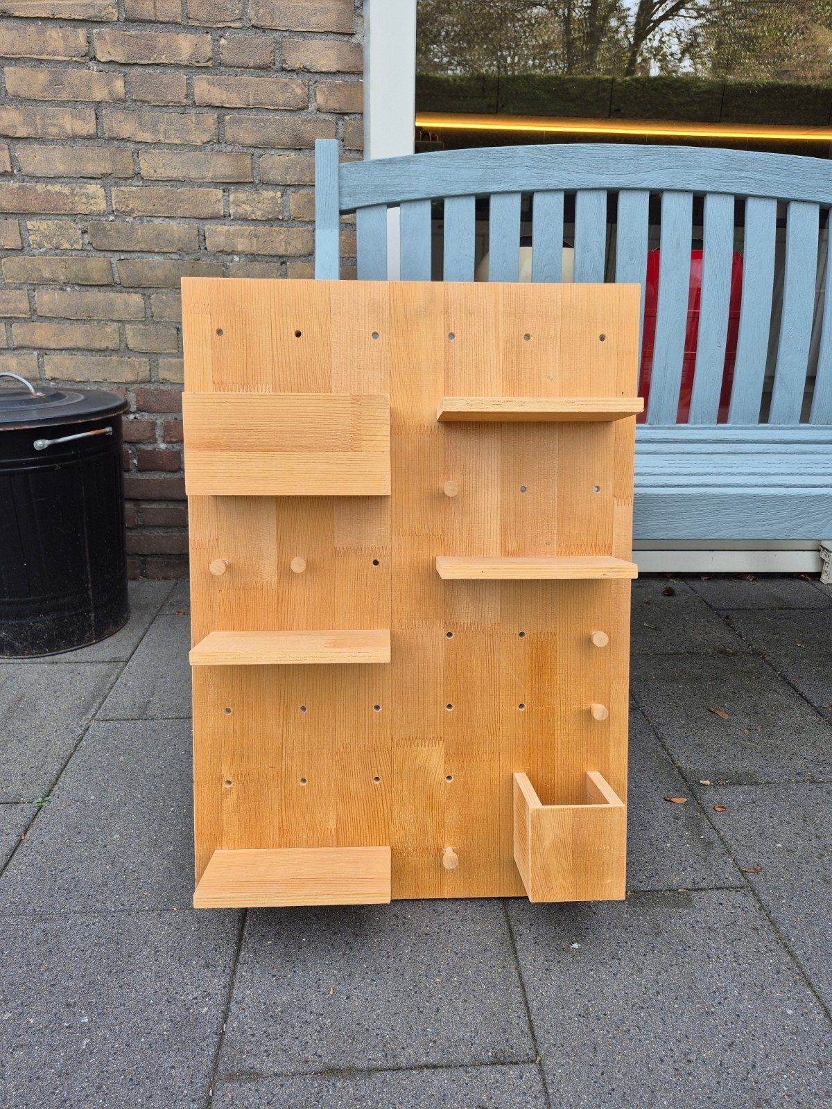 Houten wandrek pegboard 70x50cm, Ophalen, Gebruikt, Hout, Wandbord of Wandpaneel